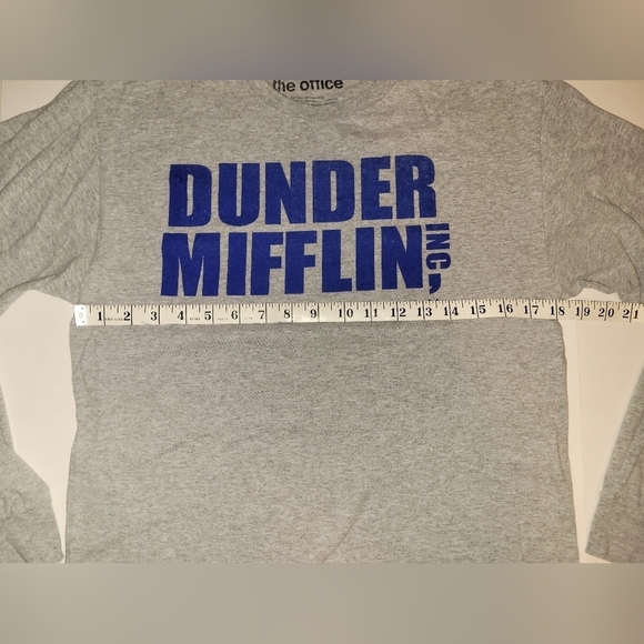 the Office Dunder Mifflin Paper Company Logo Grey Long Sleeve T shirt - Picture 5 of 6